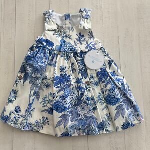 NWT Edgehill Collection Blue and White Floral Preppy Spring Dress w/ Bloomer 12m